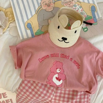 童裝夏季短袖T韓版百搭小童可愛寶寶小熊純棉T恤上衣潮 韓版短袖  女童打底衫 上衣兒童夏裝 女童衣服