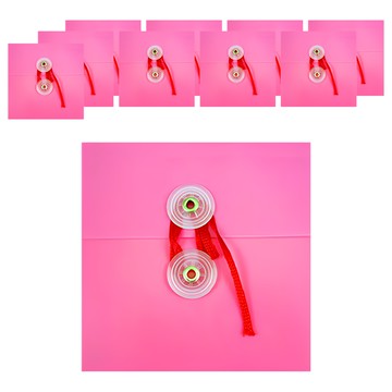 hfpwp 超聯捷 台灣製環保無毒PP橫式附繩立體透明文件袋紅色  10個  A4