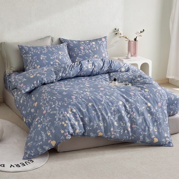 【暐可家居】100% TENCEL™ 60支萊賽爾天絲薄被套【藍庭花影 雙人180x210cm】台灣製造 贈天絲午安枕