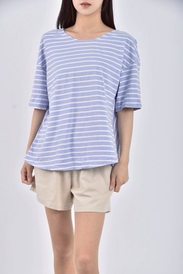 (M) t parts棉質條紋藍色短袖上衣