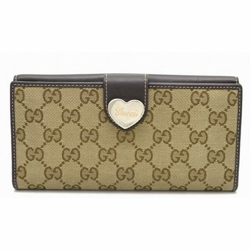 財布 Gucci グッチ Ggキャンバス コンチネンタルウォレット ハート Wホック ダブルホック 長財布 キャンバス レザー ベージュ 茶 ダークブラウン 3550 U 通販 Lineポイント最大0 5 Get Lineショッピング