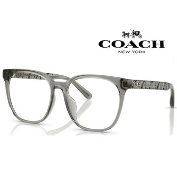 COACH 亞洲版 時尚大鏡面光學眼鏡 精緻立體鏡臂設計 HC6267D 5886 透晶灰  公司貨