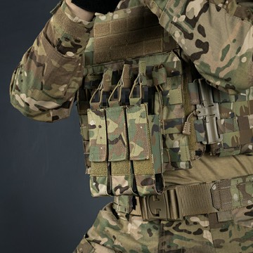 小鋼蝎 戰術三聯夾套mp7短劍軍迷KRISS匣袋戰術背心附件包CS裝備