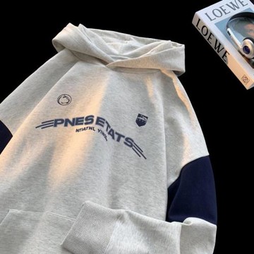 連帽衛衣男2024春秋新款寬松休閑外套字母印花套頭上衣情侶裝衣服