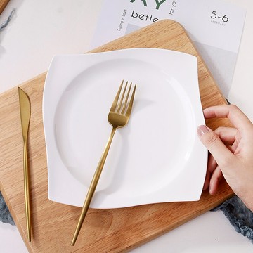 日式白色骨瓷西餐盤平盤碟子炒菜盤子陶瓷深盤飯盤牛排盤菜盤家用