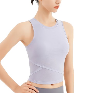 涼感無袖瑜珈運動背心  M  水霧紫