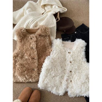 滕姐同款！@歐尼馬甲 秋冬保暖柔軟毛絨絨皮毛一體羊羔毛馬甲外套