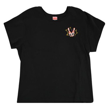 KENZO 2TS050 保齡球燙印標誌寬鬆剪裁棉質短T恤.黑