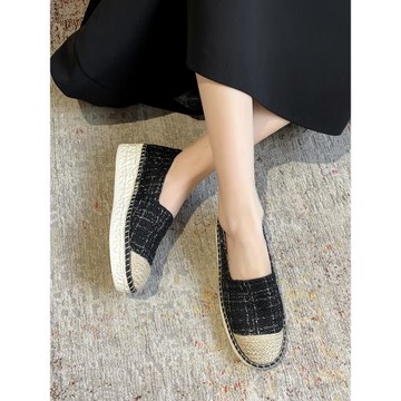 中跟單鞋女淺口2026新款春秋網紅舒適厚底樂福鞋小香風坡跟漁夫鞋