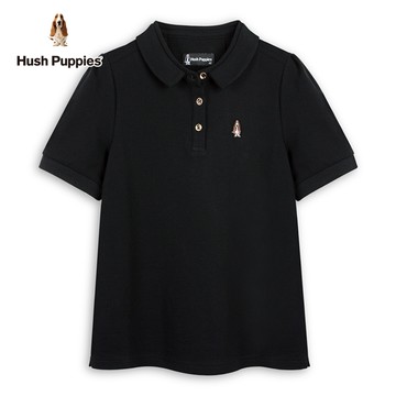 Hush Puppies POLO衫 女裝素雅袖打摺刺繡小狗POLO衫
