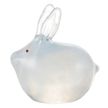 ADERIA GLASS 津輕系列 手作玻璃2023兔年迷你限定款 附木座禮盒  直徑7.5~5 x 8cm  白色