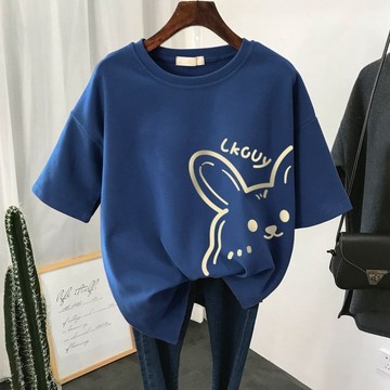 150公斤 大碼上衣女 胖mm 短袖T恤女 顯瘦上衣 洋氣上衣 寬鬆上衣 oversize純棉上衣 潮t 圓領上衣 女t