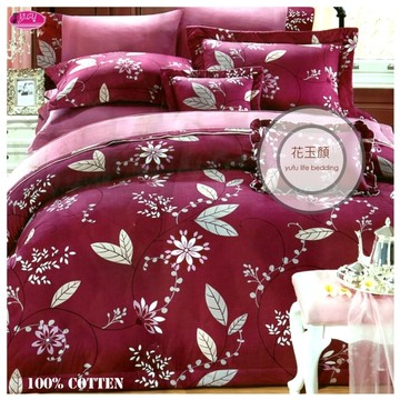 御芙專櫃『花玉顏/棗紅』純棉【薄床包】5*6.2尺/雙人|100%純棉|MIT
