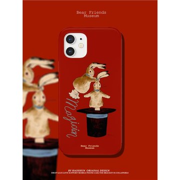 彈跳兔適用于iphone17pro/13蘋果12手機殼11PRO菲林硬殼15/16pro新款藝術14proMAX女款情侶半包磨砂保護套潮