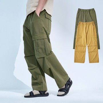 【ERSS】 男裝 長褲 寬褲  工裝褲  工作褲 多功能 口袋 綠色 【野行多袋】【S70053】