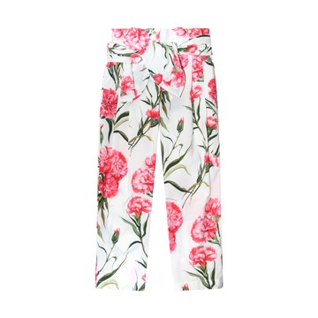 Dolce & Gabbana - White And Red Cotton Carnation Pants