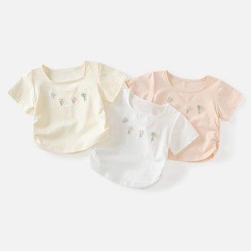 Mimo⭐女童短袖T恤夏裝兒童白色上衣女寶寶打底衫夏季