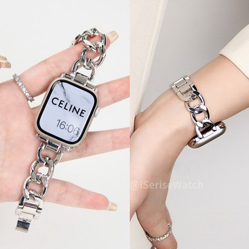 Apple watch 11 10 9 8 7 6 5 4 SE 不鏽鋼金屬錶帶 蘋果手錶錶帶 小香風錶帶 49mm