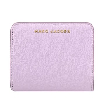 MARC JACOBS 馬克賈伯 金屬浮雕LOGO粒紋零錢短夾.粉紫