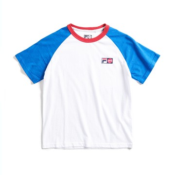 EDWIN x FILA聯名｜男裝｜經典主義拉克蘭袖拚接色短袖Ｔ恤｜藍色