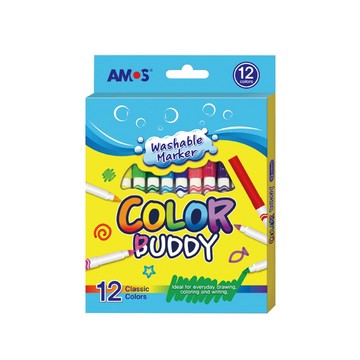 【韓國AMOS】12色細款可水洗彩色筆