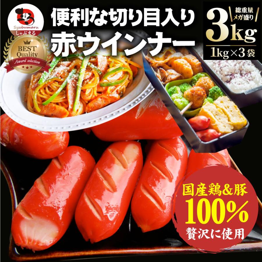 ウインナー 赤ウインナー 3kg(1kg×3) 国産100％肉使用 タコさんウインナー 豚 焼肉セット 朝食 焼くだけ お弁当 弁当 アウトドア お家焼肉 送料無料