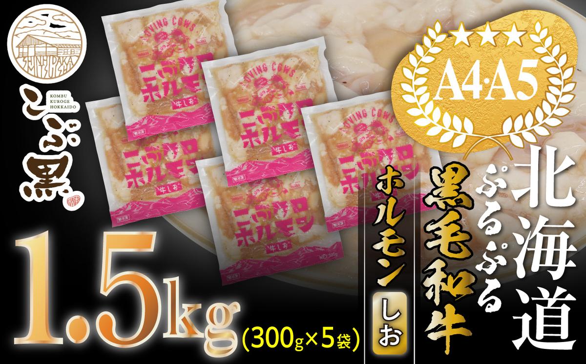 北海道産 黒毛和牛 こぶ黒 和牛 しお ホルモン 計 1.5kg (300g×5パック) ＜LC＞