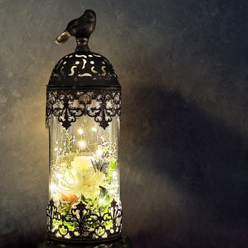 永生花燭臺擺設 - 復興時代 (雪白)(大)