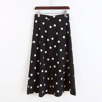 半松緊腰圓點百搭半身裙 女春夏新款時尚長裙A字裙 氣質裙子D/3底