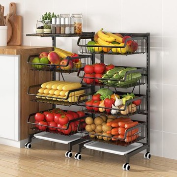 廚房置物架 家用多層可移動小推車 客廳零食儲物架 可調節分層收納置物架