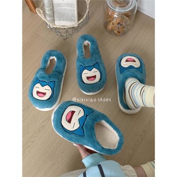 情侶可愛卡比獸正版寶可夢棉拖鞋男女冬季居家防滑保暖軟底毛毛鞋