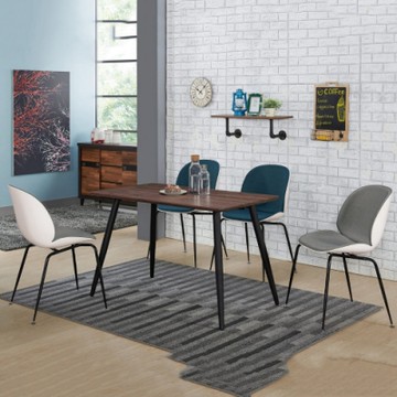 MUNA家居 貝尼托4尺餐桌(1桌4椅)(藍色餐椅) 120X70X76cm