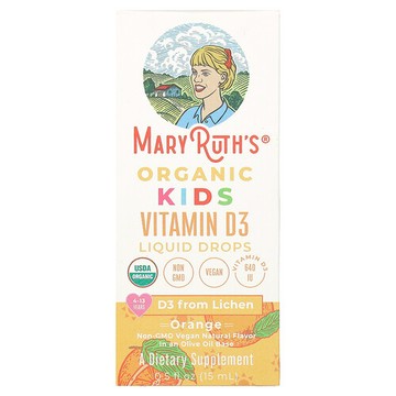 MaryRuth's, 有機兒童維生素 D3 液體滴劑，4-13 歲，橙味，640 單位，0.5 液量盎司（15 毫升）