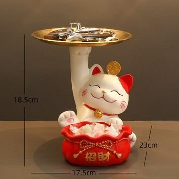 🔜 快速出貨 🔜【招財貓的家】7寸福袋托盤招財貓 生日禮物 開業禮物 開運 招財 喬遷禮物 交換禮物＃CAT132