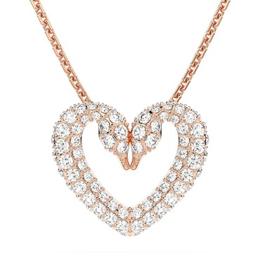 【SWAROVSKI】天鵝愛心水鑽項鍊-玫瑰金