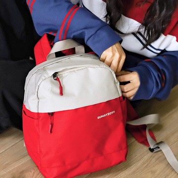 今日週末系列 輕便迷你款防潑水 電筆通勤雙肩後背包 元氣紅S碼