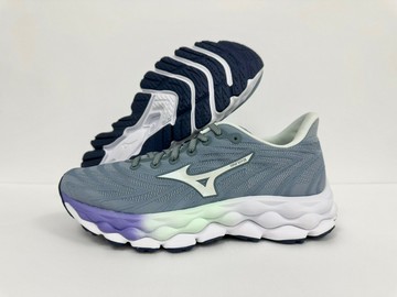 【大自在】 MIZUNO 美津濃 女慢跑鞋  WAVE SKY 8 柔軟 灰藍 J1GD240271