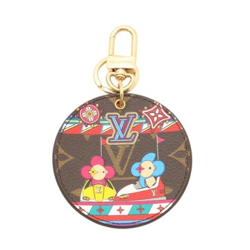 LOUIS VUITTON LV 路易威登 棕/紅色 原花帆布 Porte Cles Illustre Vivienne 吊飾 【二手名牌BRAND OFF】