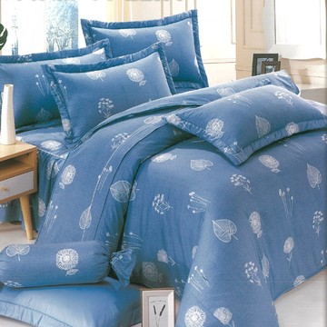 床罩組-雙人加大 / 精梳棉六件式 / 葉拓清雨 台灣製