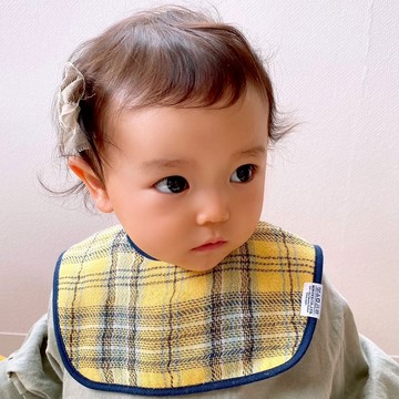 【OOYII吾憶】日本製kontex今治有機棉圍兜口水巾- 彩色格紋｜新生禮、彌月禮｜