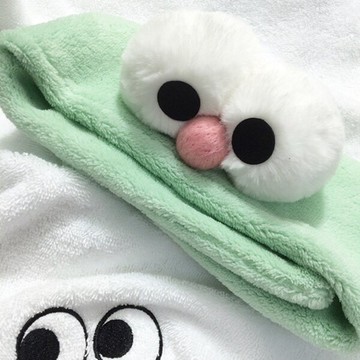 薄荷綠 大眼睛 髮帶 法蘭絨 毛巾髮帶 洗臉髮帶 髮箍 ELMO 可愛 ANNA S.99