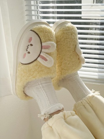 可愛少女心棉拖鞋女擼貓感毛毛絨冬季厚底保暖居家用室內學生宿舍