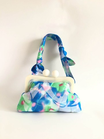 綁帶造型口金包-藍色霓虹