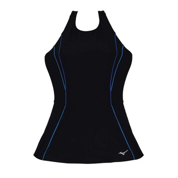 MIZUNO 女連身裙泳衣-泳裝 游泳 海邊 戲水 美津濃 N2MAAC1392 黑水藍