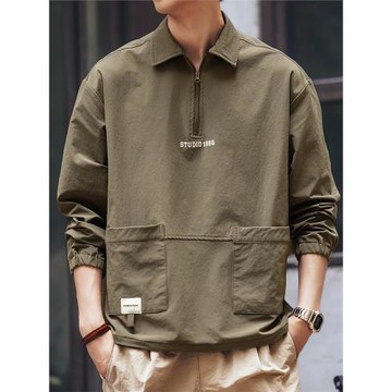 高端戶外速干半拉鏈Polo衫男春秋夏大碼工裝機能長袖襯衫長袖t恤