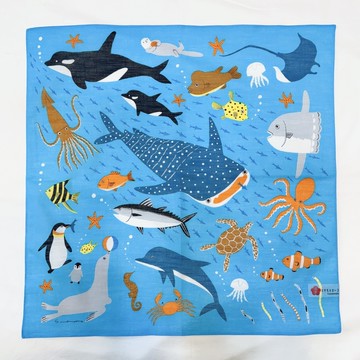 京都手帕-洛花系列-海洋世界