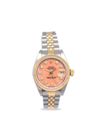Rolex - 2001 pre-owned Datejust 26mm - women - stainless steel/18kt Yellow Gold/Opal/Diamond - One Size - Silver