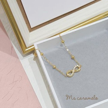 【焦糖小姐 Ms caramelo】316鈦鋼手鍊 愛無限鋯石手鍊