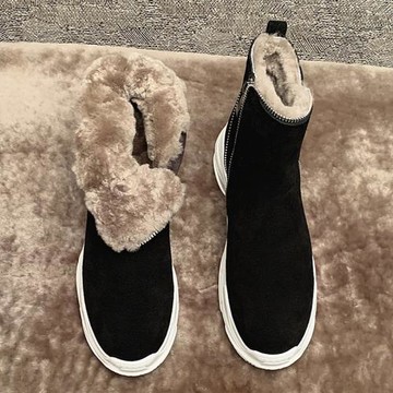 厚底皮毛一體雪地靴女2025年新款洋氣羊毛短靴棉鞋女冬季加絨加厚