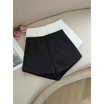黑色高腰顯瘦闊腿短褲女2025新款夏季百搭小個子休閑西裝三分熱褲